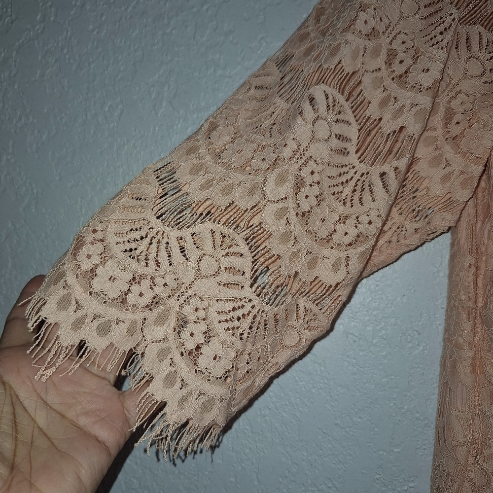 Jessica Howard Size 14W Knee Length Lace Women Peach Dress - Picture 6 of 11